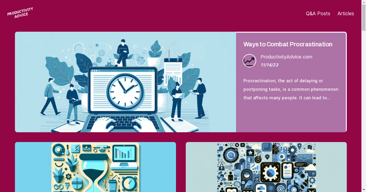banner image for: ProductivityAdvice.com fait ses débuts : le site incontournable pour l'efficacité et la performance.