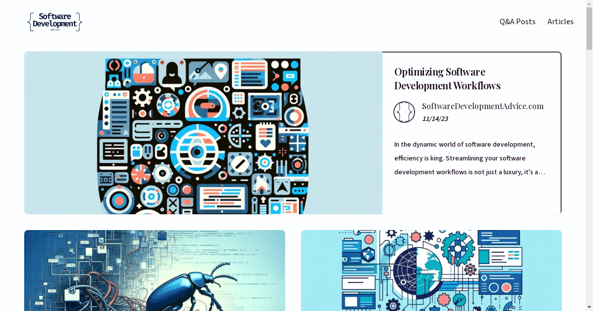 banner image for: SoftwareDevelopmentAdvice.com est lancé pour les développeurs de logiciels.