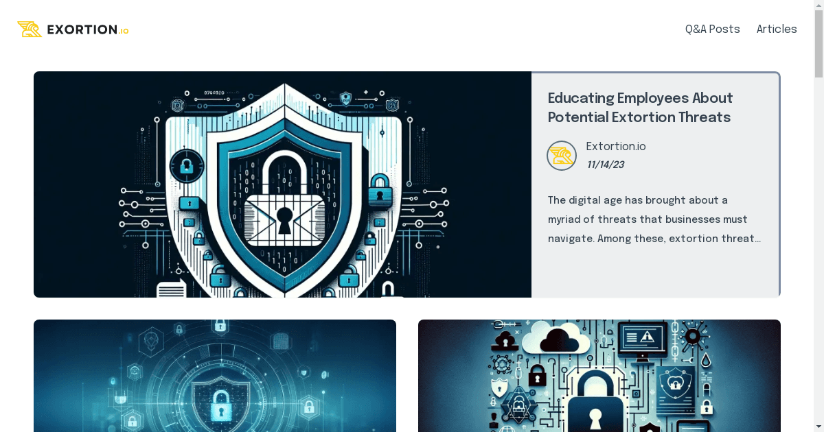 banner image for: Extortion.io fait ses débuts : la source incontournable pour des informations sur l'extorsion et ses contre-mesures.
