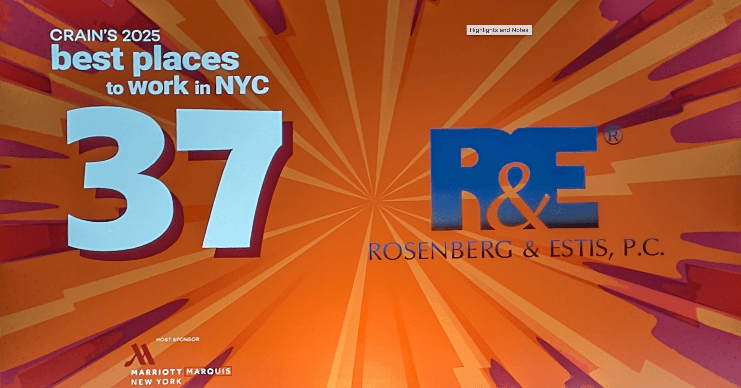 Rosenberg & Estis, P.C. Climbs to No. 37 in Crain's New York Best Places to Work for Third Consecutive Year
