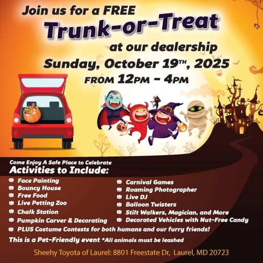 Sheehy Toyota of Laurel to Host Free Community Trunk-or-Treat Event