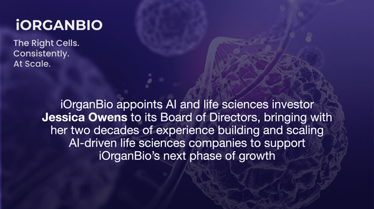 iOrganBio Appoints AI and Life Sciences Investor Jessica Owens to Board of Directors