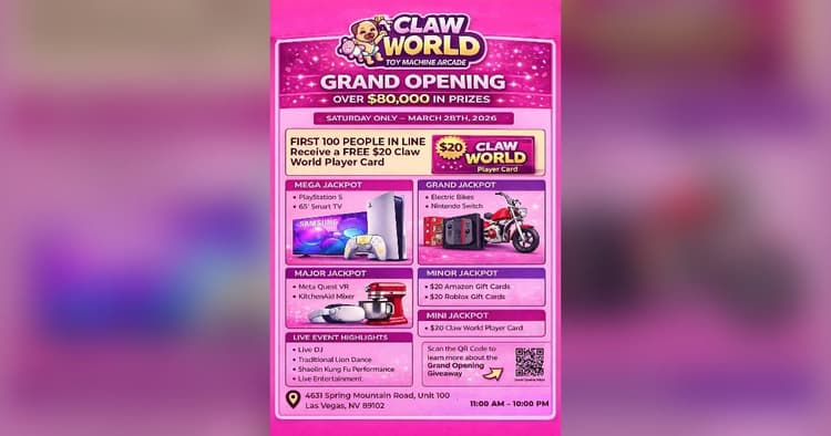 banner image for: Claw World Chinatown Marks Viral Las Vegas Grand Opening