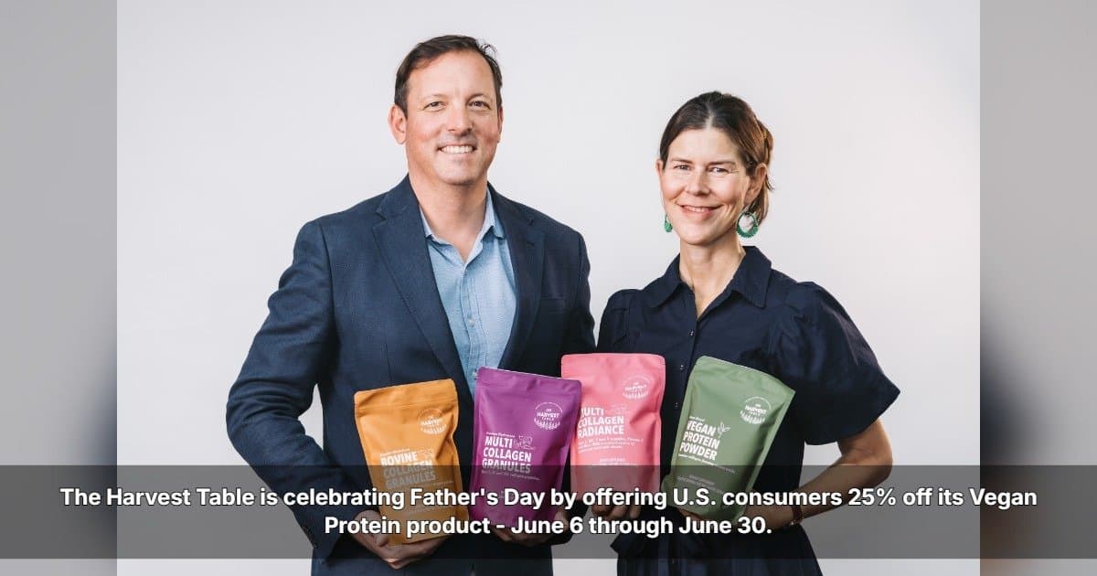 The Harvest Table Celebrates Father's Day with 25% Off Vegan Protein on Amazon