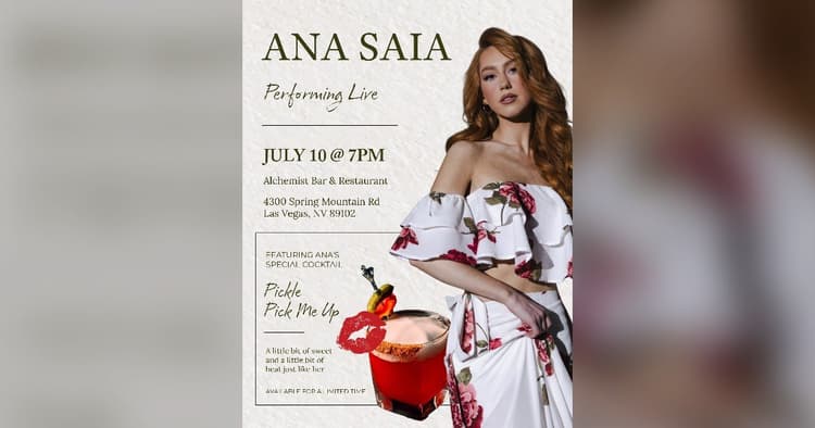 banner image for: Ana Saia Debuts Signature Cocktail at July 10 Live Performance