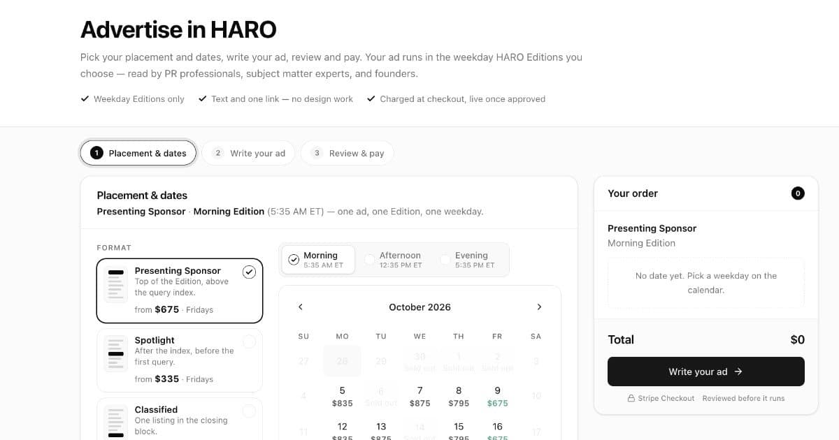 banner image for: HARO Launches Self-Serve Advertising in the Journalist-Request Newsletter Read by PR Professionals