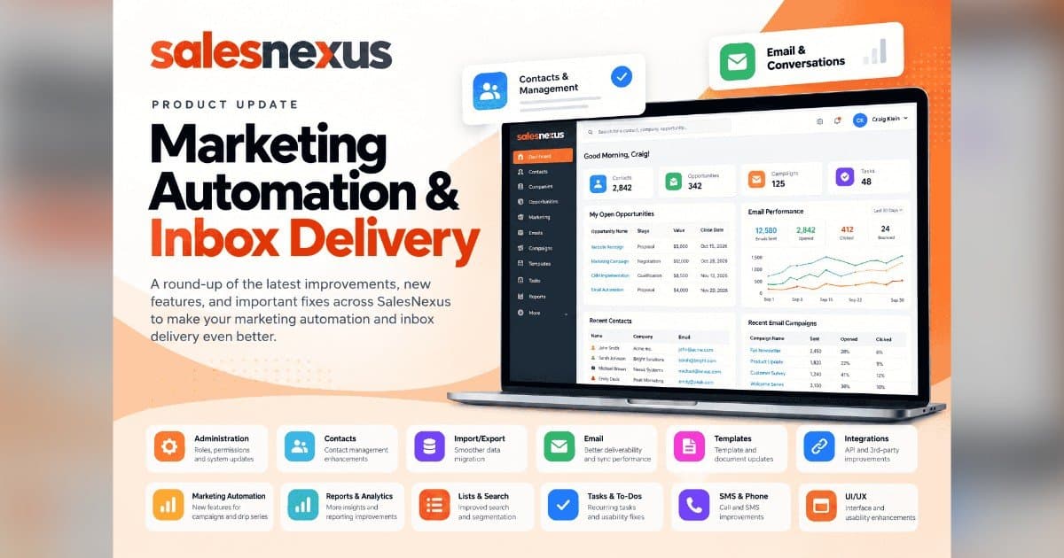 banner image for: SalesNexus Rolls Out Outlook Fixes, Email Sync and Deliverability Upgrades